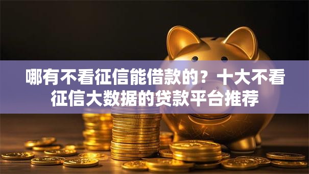 哪有不看征信能借款的？十大不看征信大数据的贷款平台推荐