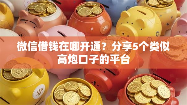 微信借钱在哪开通？分享5个类似高炮口子的平台