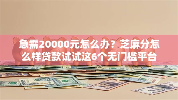 急需20000元怎么办？芝麻分怎么样贷款试试这6个无门槛平台