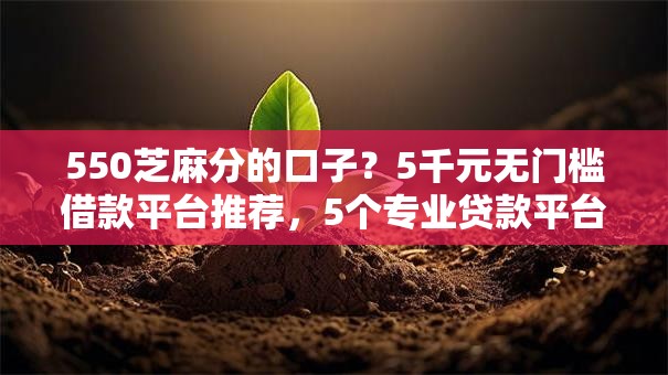 550芝麻分的口子？5千元无门槛借款平台推荐，5个专业贷款平台盘点