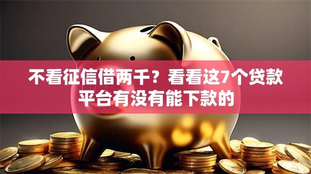 不看征信借两千？看看这7个贷款平台有没有能下款的