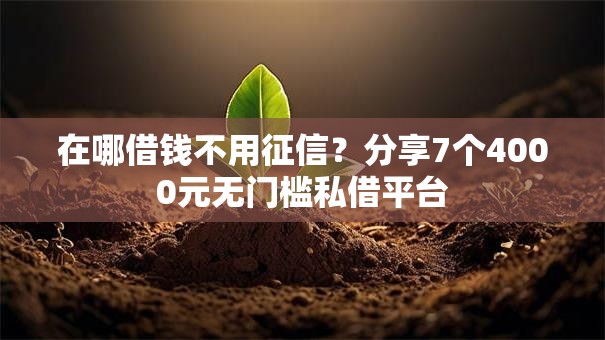 在哪借钱不用征信?分享7个4000元无门槛私借平台 在哪借钱不用征信?分享7个4000元无门槛私借平台