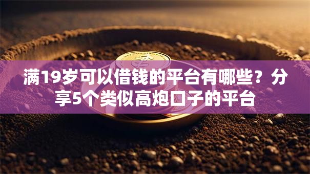 满19岁可以借钱的平台有哪些？分享5个类似高炮口子的平台