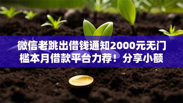 微信老跳出借钱通知2000元无门槛本月借款平台力荐！分享小额网贷口子2000元无门槛借款