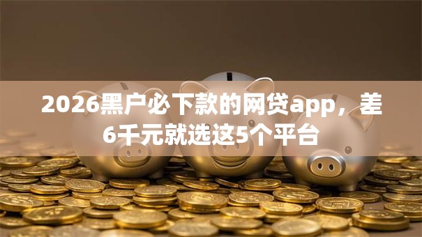 2026黑户必下款的网贷app，差6千元就选这5个平台