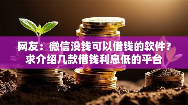 网友:微信没钱可以借钱的软件?求介绍几款借钱利息低的平台 网友:微信没钱可以借钱的软件?求介绍几款借钱利息低的平台