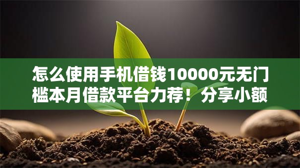 怎么使用手机借钱10000元无门槛本月借款平台力荐！分享小额网贷口子10000元无门槛借款