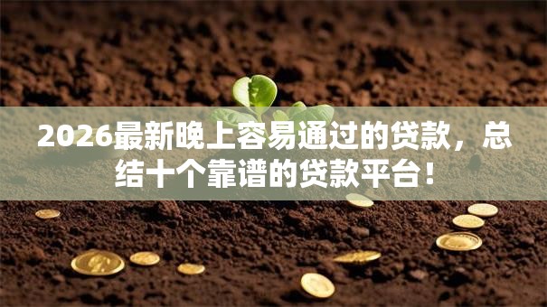 2026最新晚上容易通过的贷款，总结十个靠谱的贷款平台！