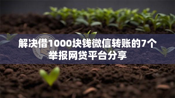 解决借1000块钱微信转账的7个举报网贷平台分享 解决借1000块钱微信转账的7个举报网贷平台分享