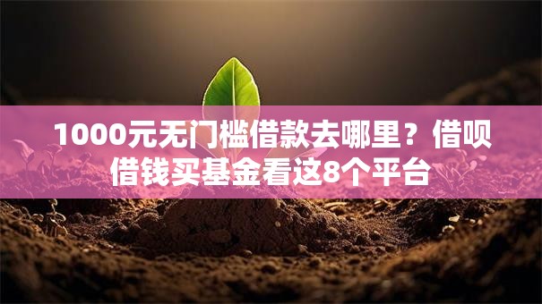 1000元无门槛借款去哪里？借呗借钱买基金看这8个平台