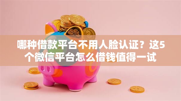 哪种借款平台不用人脸认证?这5个微信平台怎么借钱值得一试 哪种借款平台不用人脸认证?这5个微信平台怎么借钱值得一试