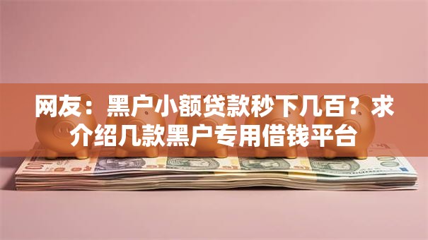 网友:黑户小额贷款秒下几百?求介绍几款黑户专用借钱平台 网友:黑户小额贷款秒下几百?求介绍几款黑户专用借钱平台