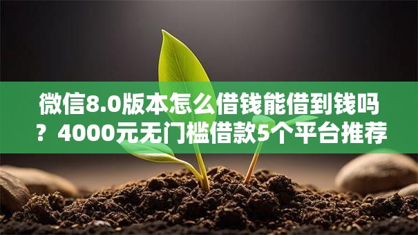 微信8.0版本怎么借钱能借到钱吗?4000元无门槛借款5个平台推荐 微信8.0版本怎么借钱能借到钱吗?4000元无门槛借款5个平台推荐