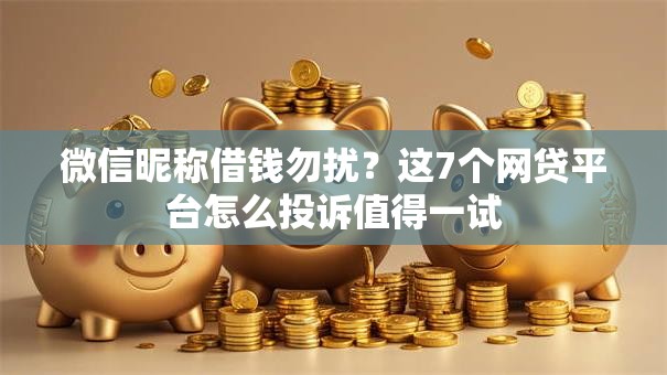 微信昵称借钱勿扰？这7个网贷平台怎么投诉值得一试