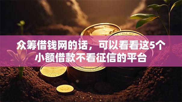 众筹借钱网的话，可以看看这5个小额借款不看征信的平台