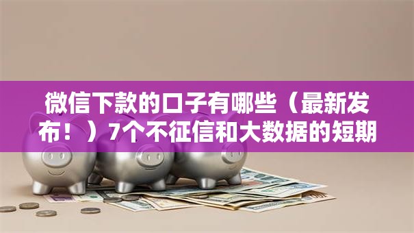 微信下款的口子有哪些（最新发布！）7个不征信和大数据的短期网贷适合58岁的平台