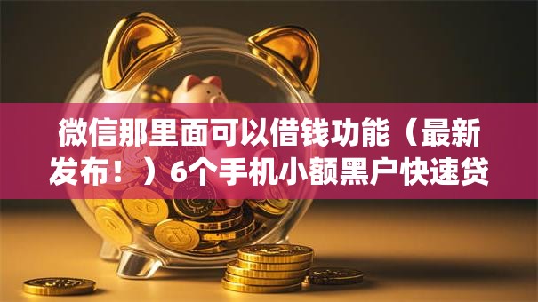 微信那里面可以借钱功能（最新发布！）6个手机小额黑户快速贷款app