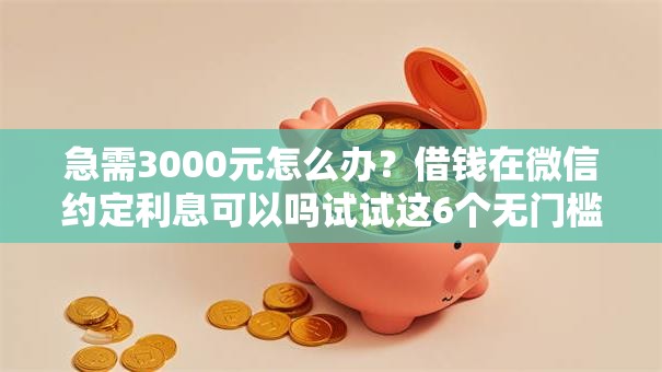 急需3000元怎么办？借钱在微信约定利息可以吗试试这6个无门槛平台