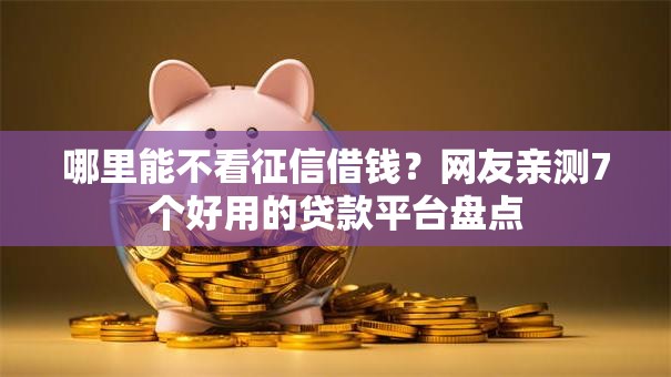 哪里能不看征信借钱？网友亲测7个好用的贷款平台盘点