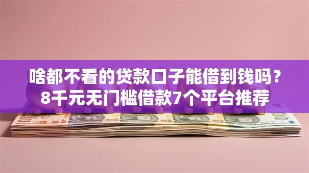 啥都不看的贷款口子能借到钱吗？8千元无门槛借款7个平台推荐