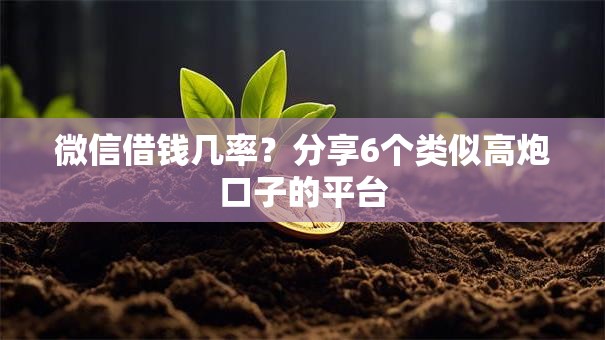 微信借钱几率？分享6个类似高炮口子的平台