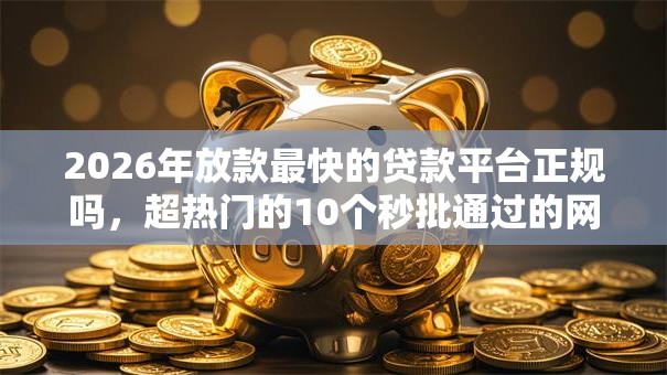 2026年放款最快的贷款平台正规吗，超热门的10个秒批通过的网贷软件推荐