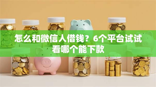 怎么和微信人借钱？6个平台试试看哪个能下款