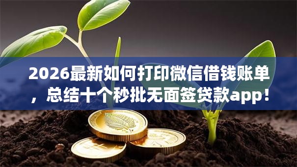 2026最新如何打印微信借钱账单，总结十个秒批无面签贷款app！