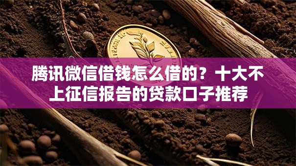 腾讯微信借钱怎么借的？十大不上征信报告的贷款口子推荐