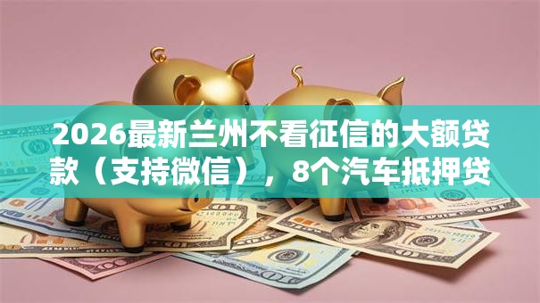 2026最新兰州不看征信的大额贷款（支持微信），8个汽车抵押贷款平台好无私分享