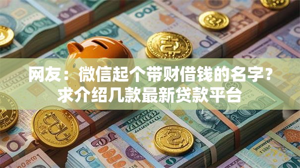 网友：微信起个带财借钱的名字？求介绍几款最新贷款平台