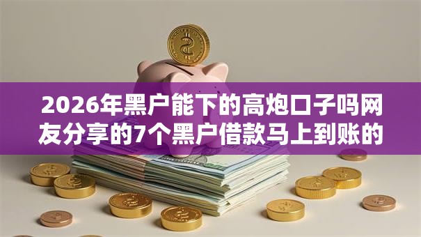 2026年黑户能下的高炮口子吗网友分享的7个黑户借款马上到账的口子我觉得不错！