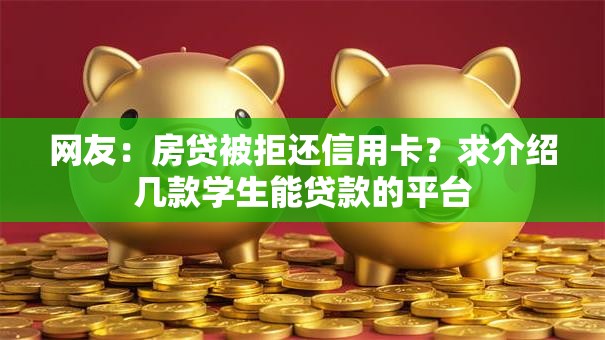 网友：房贷被拒还信用卡？求介绍几款学生能贷款的平台