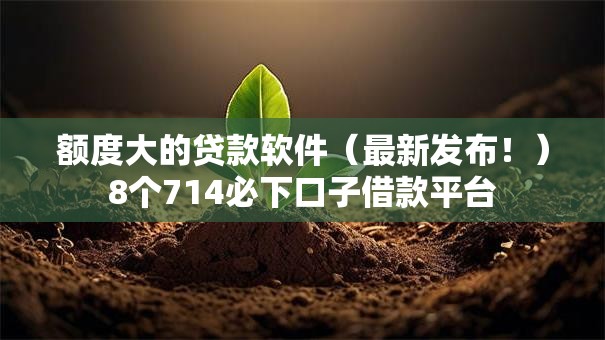 额度大的贷款软件（最新发布！）8个714必下口子借款平台