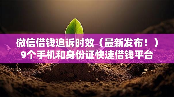 微信借钱追诉时效（最新发布！）9个手机和身份证快速借钱平台