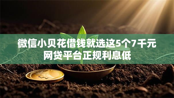 微信小贝花借钱就选这5个7千元网贷平台正规利息低