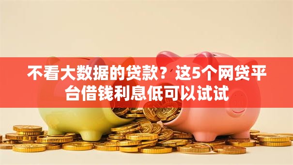 不看大数据的贷款？这5个网贷平台借钱利息低可以试试