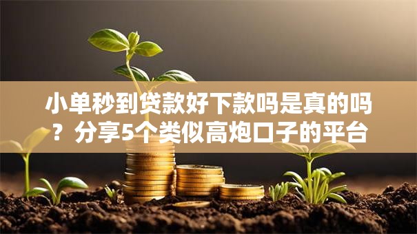 小单秒到贷款好下款吗是真的吗？分享5个类似高炮口子的平台