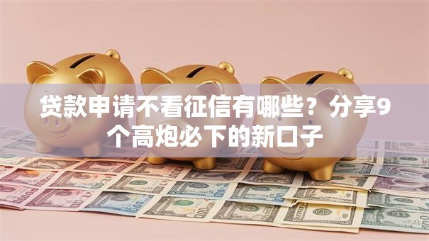 贷款申请不看征信有哪些？分享9个高炮必下的新口子