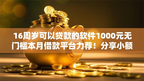 16周岁可以贷款的软件1000元无门槛本月借款平台力荐！分享小额网贷口子1000元无门槛借款