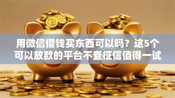 用微信借钱买东西可以吗？这5个可以放款的平台不查征信值得一试