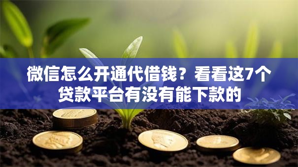 微信怎么开通代借钱？看看这7个贷款平台有没有能下款的