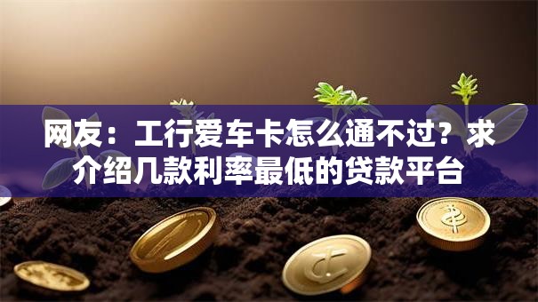 网友：工行爱车卡怎么通不过？求介绍几款利率最低的贷款平台