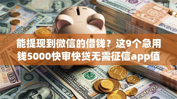 能提现到微信的借钱？这9个急用钱5000快审快贷无需征信app值得一试