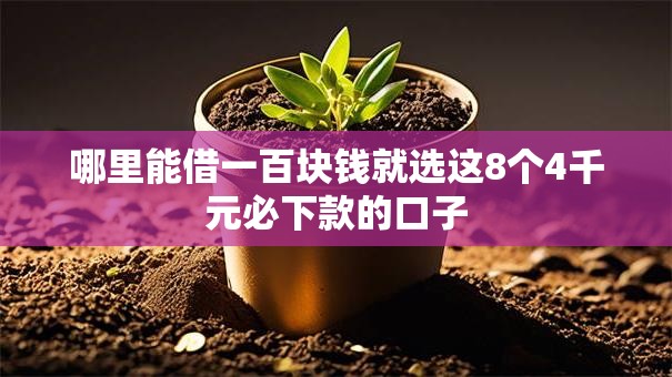 哪里能借一百块钱就选这8个4千元必下款的口子