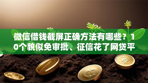 微信借钱截屏正确方法有哪些？10个貌似免审批、征信花了网贷平台哪些好下款合集