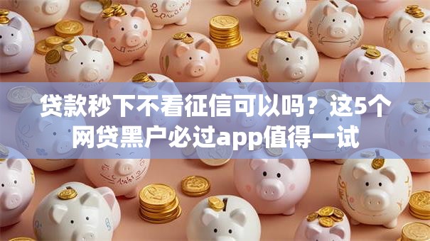 贷款秒下不看征信可以吗？这5个网贷黑户必过app值得一试