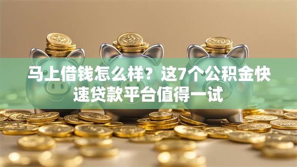 马上借钱怎么样？这7个公积金快速贷款平台值得一试