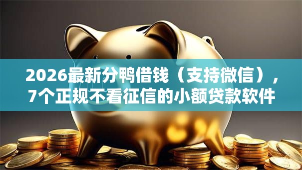 2026最新分鸭借钱（支持微信），7个正规不看征信的小额贷款软件无私分享