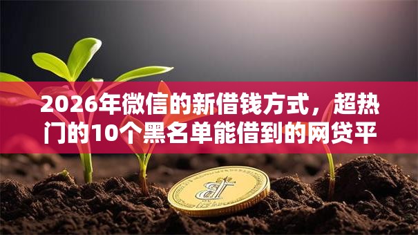 2026年微信的新借钱方式，超热门的10个黑名单能借到的网贷平台推荐